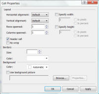 Screenshot Cell Properties dialog box.