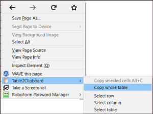 Screenshot right click menu.